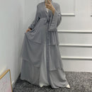 Ajman 3 Layers Chiffon Solid Open Abaya