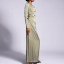 Zahra Satin Long Sleeve Maxi Slip Dress