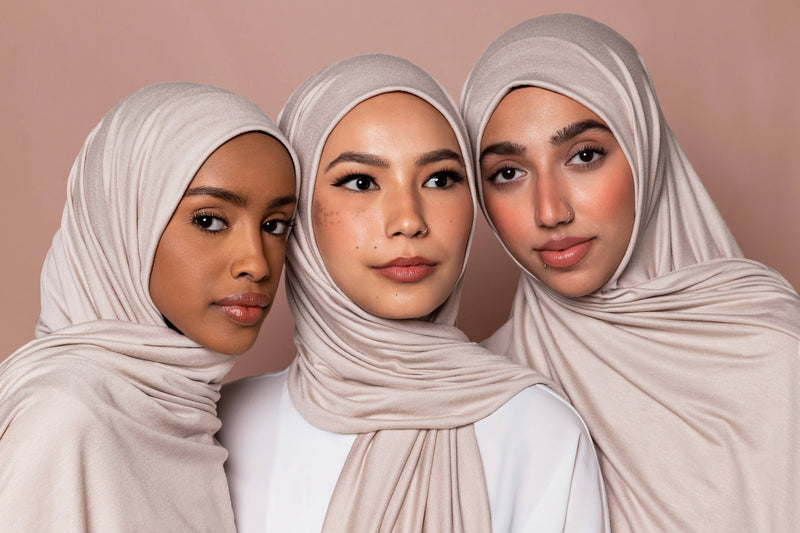 3 women Premium Jersey Hijab University Beige light