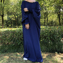 Butterfly Frill Cuff Crepe Maxi Abaya Dress