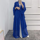 Ajman 3 Layers Chiffon Solid Open Abaya