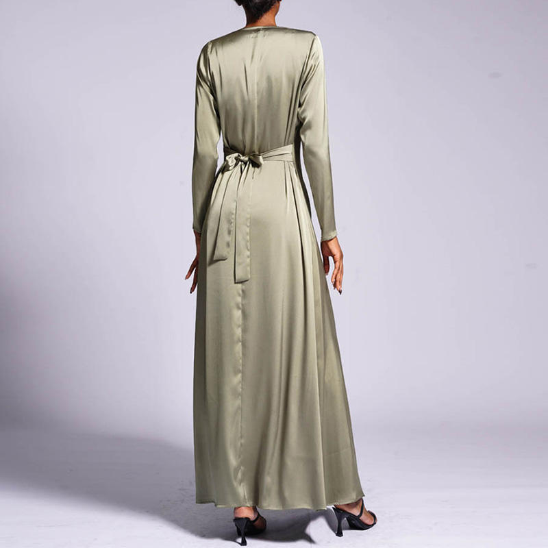 Zahra Satin Long Sleeve Maxi Slip Dress