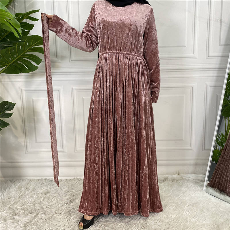 Alshita Pleated Velvet Dress