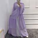 Ajman 3 Layers Chiffon Solid Open Abaya