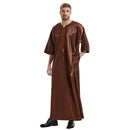 Mens Luxury Satin Embroidered Emirati Thobe