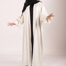 Abu Dhabi Frill Cuff Satin Open Abaya