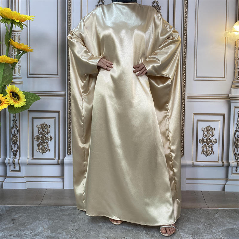 Robe Abaya en Satin à Manches Papillon