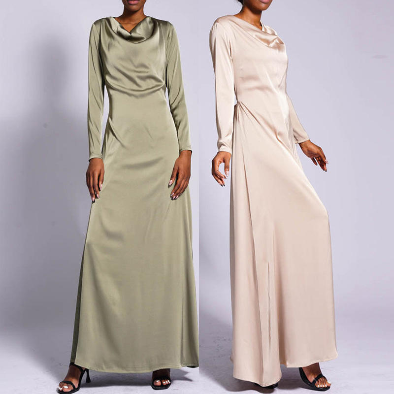 Zahra Satin Long Sleeve Maxi Slip Dress! This is the dress you've been waiting for. A back tie for fitting. 