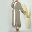 Sparkly Floral Zipper Front Abaya