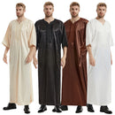 Mens Luxury Satin Embroidered Emirati Thobe