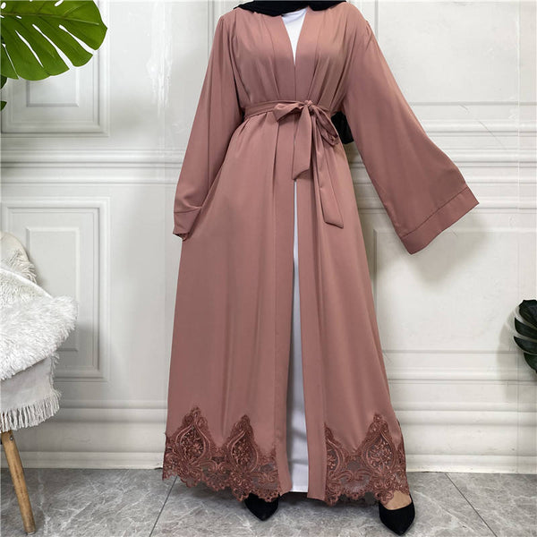 Abaya ouverte avec bas en dentelle