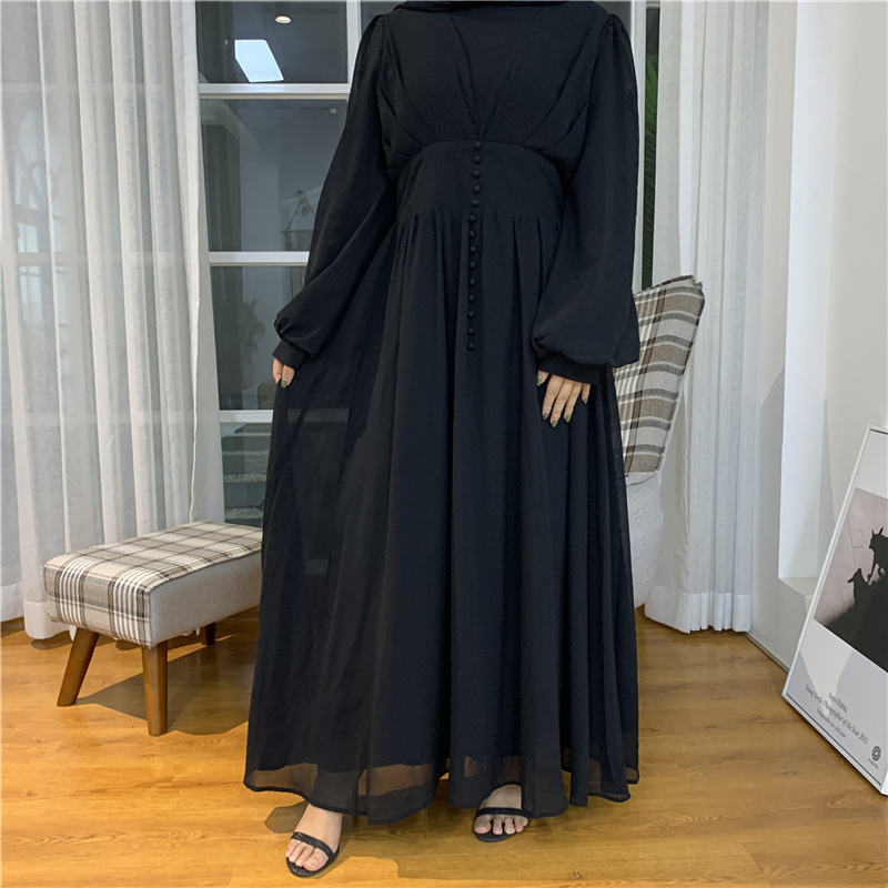 Mirna Pleated Chiffon Button Dress Mirna Pleated Chiffon Button Dress