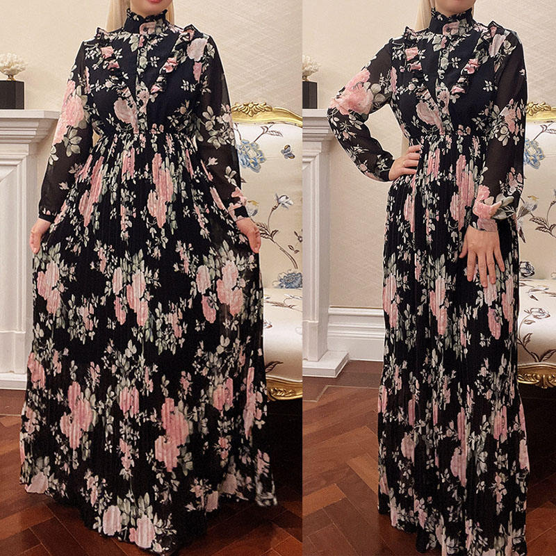 Summer is calling with this dress. This Floral Pleated Summer Dress is the fit for any occasion and event. Made of lined chiffon, it is lightweight while keeping you covered.