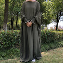 Butterfly Frill Cuff Crepe Maxi Abaya Dress