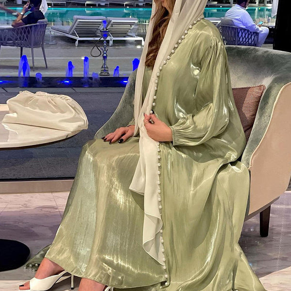 Ensemble abaya en satin perlé Doha