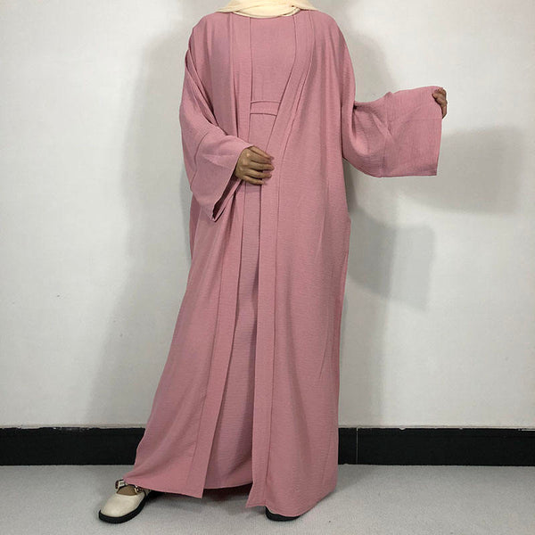 Crepe Open Abaya Set 2 Piece Set
