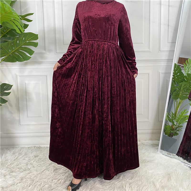 Alshita Pleated Velvet Dress Alshita Pleated Velvet Dress