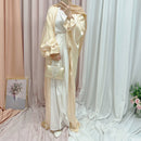 Abu Dhabi Frill Cuff Satin Open Abaya