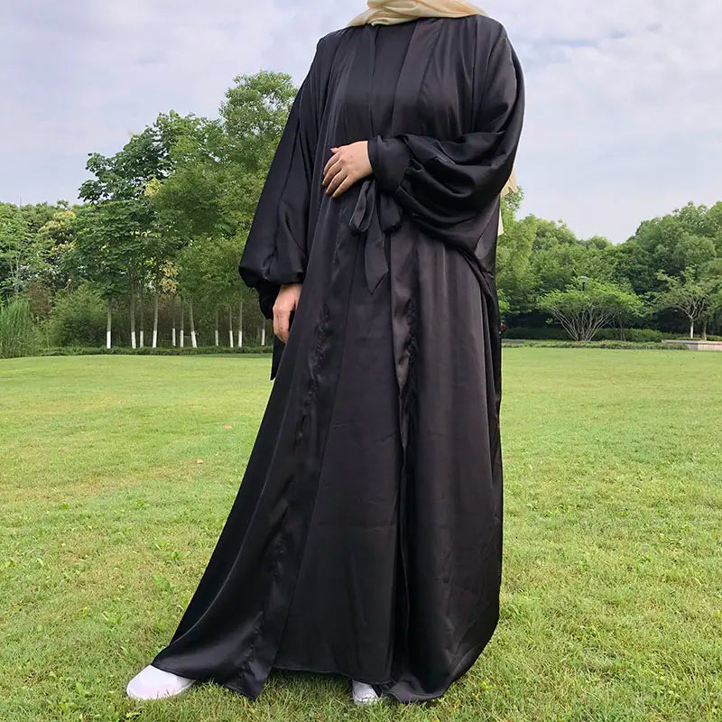 Tanya Tie Cuff Sleeve Open Abaya Set (2-Piece Set)