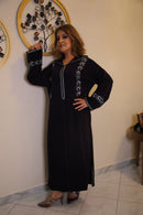 Woman Purple Jalabiya with Crystals white purple handmade