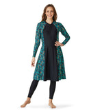 Forest zip thru swim dress SPF50+