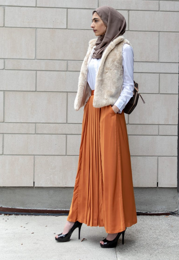 Front Pleated Maxi Skirt