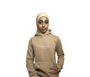 women's cream hoodie with attached hijab hair protection
