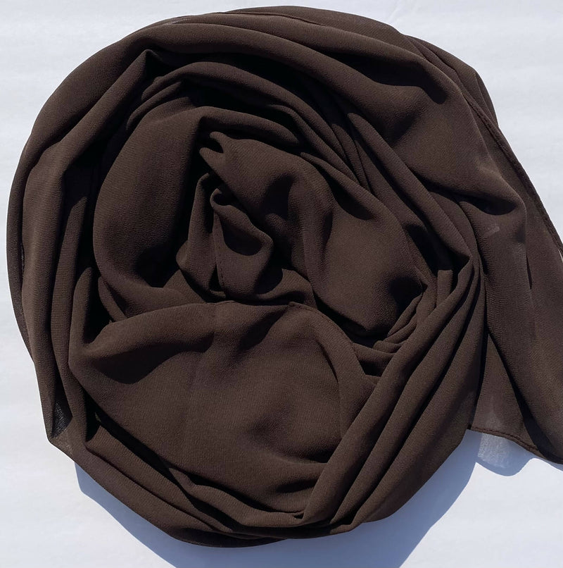 Elegant Chiffon Hijab-Dark Brown