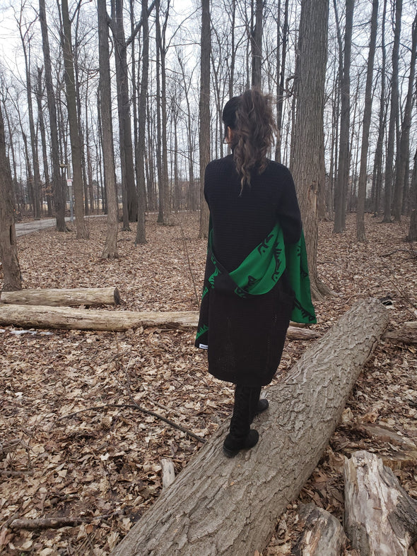 Woman green and black double sided Maskan scarf