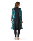 Forest zip thru swim dress SPF50+