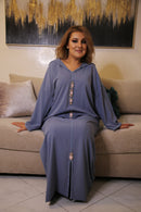 Woman Grey Jalabiya genuine preciosa stones handmade