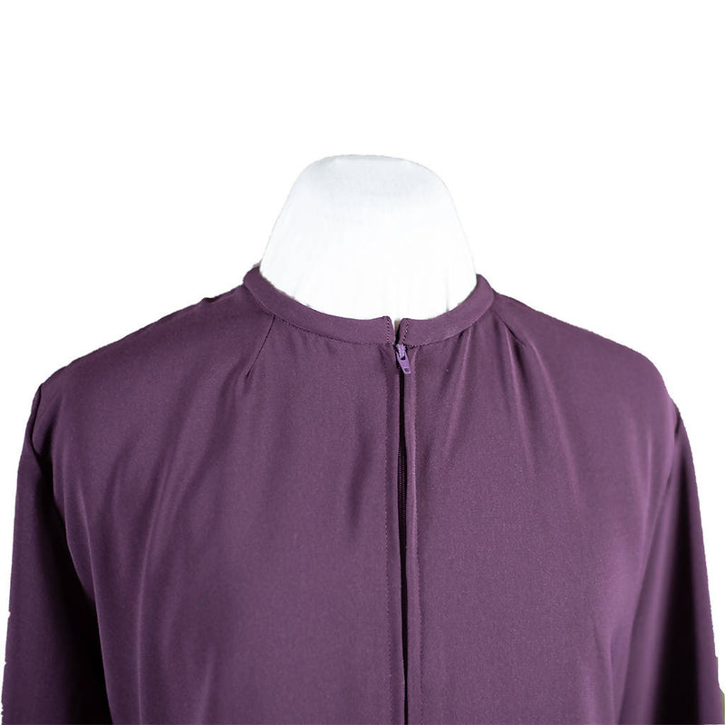 Purple Mina Abaya top and collar zippered