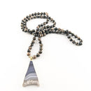 Glaucophane & Agate Tasbih | Women's Islamic Prayer Beads, 99 Beads