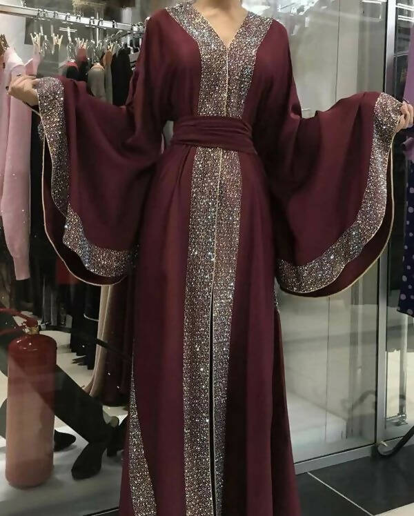 Royal Luxurious Dubai Bedded Diamond Work Abaya 8+ Colors Sizes Availa