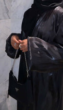 Abaya noire scintillante à manches ballon