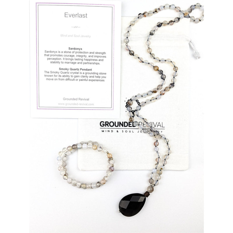 Sardonyx & Smoky Quartz Tasbih | Women's Islamic Prayer Beads, 99 Beads