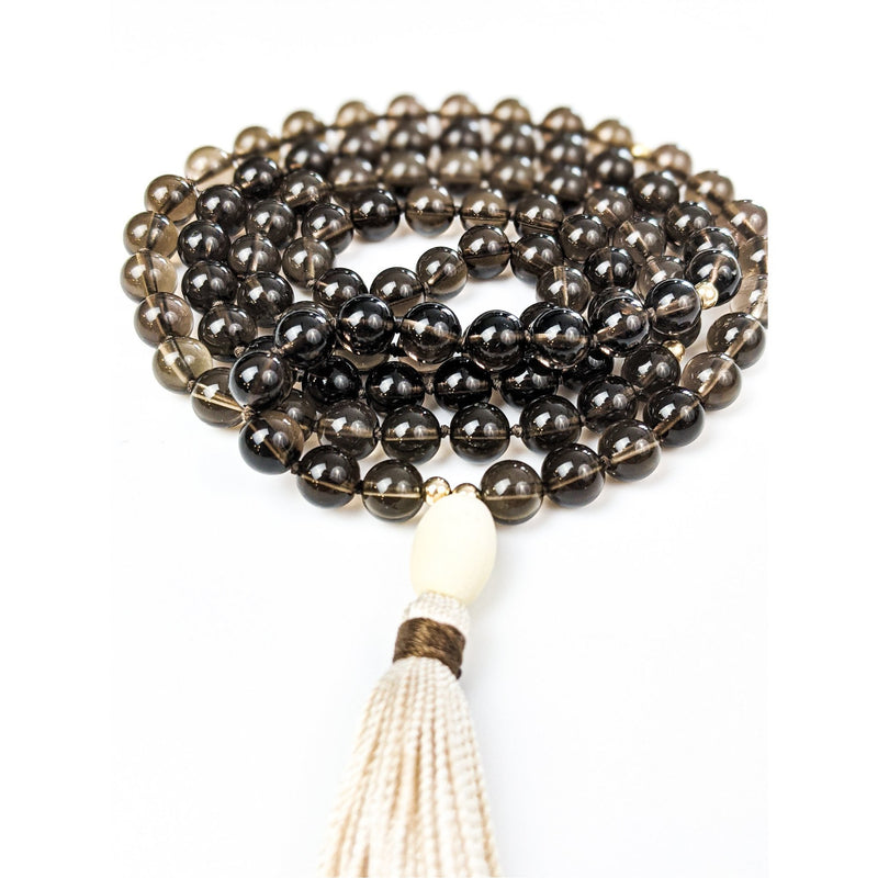 Release Tassel Tasbih | Collier avec perles de quartz fumé et pompon en soie fait à la main