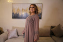 Woman Brown Kaftan with Crystals green brown handmade