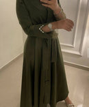 Reen Turkish Embelisshed Abaya Frilled Sleeves