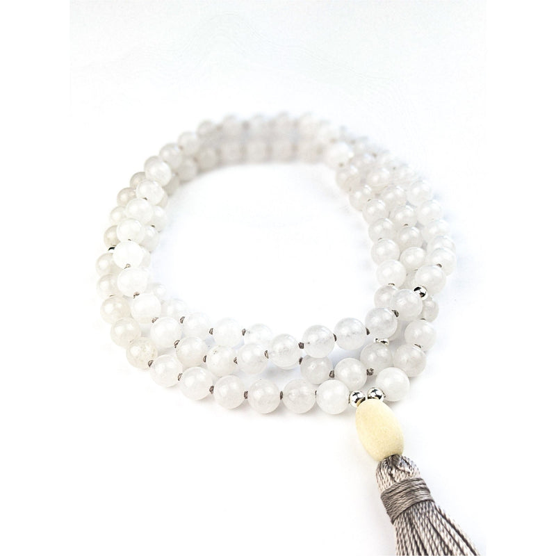 White Jade Tassel Tasbih | Women's Islamic Prayer Beads, 99 Beads
