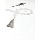 White Jade Tassel Tasbih | Women's Islamic Prayer Beads, 99 Beads