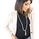 White Jade Tassel Tasbih | Women's Islamic Prayer Beads, 99 Beads