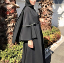 This kimono includes heavy hand work embroidery and delicately applied stone lace on premium black fabric.