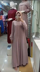 Amna Pleated Diamond Work Abaya 6+ Colors