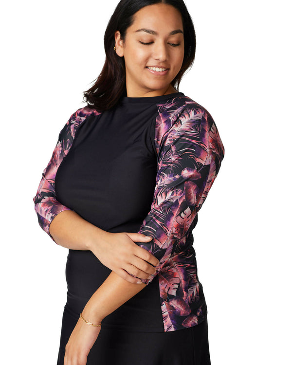 Relaxed Palm 3/4 sleeve top SPF50+