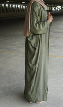 Olive 3 Piece Linen Abaya