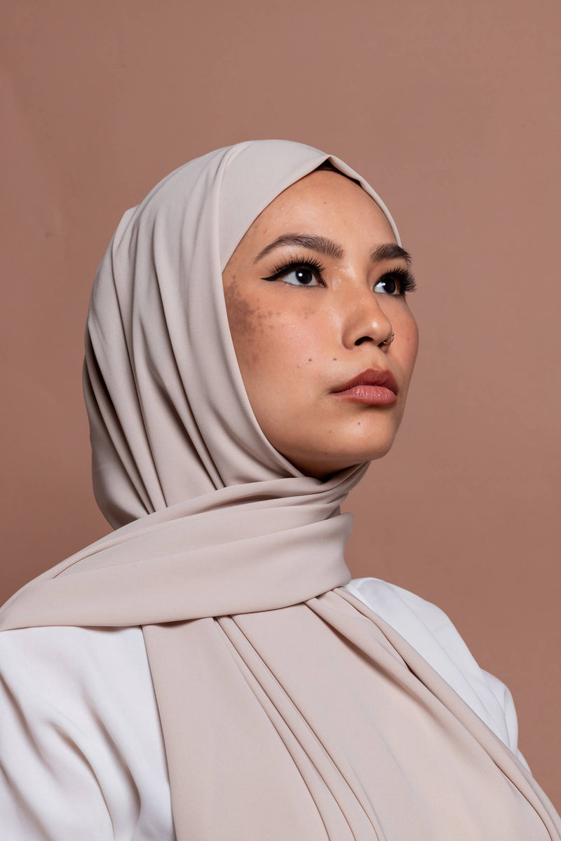 Premium Medina Silk Hijab University Beige opaque