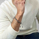 Bracelet Tasbih Homme Amorphe avec 33 Perles Pierre Obsidienne Flocon de Neige Marron