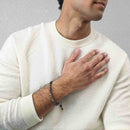 Bracelet Tasbih Homme Amorphe avec 33 Perles Pierre Obsidienne Flocon de Neige Marron