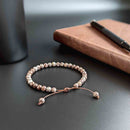 Bracelet Tasbih Homme Amorphe avec 33 Perles Pierre Obsidienne Flocon de Neige Marron